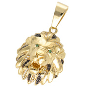 Gold & Black Lion Face Charm 10 Karat 