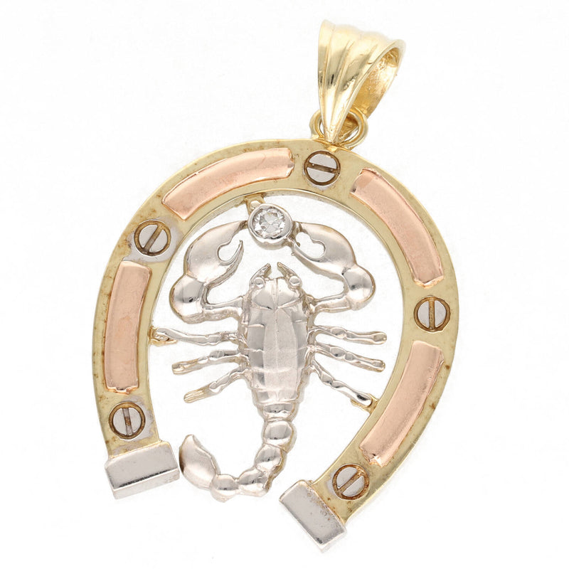 10 Karat Gold Horseshoe Medal - Scorpio Three Tone Charm