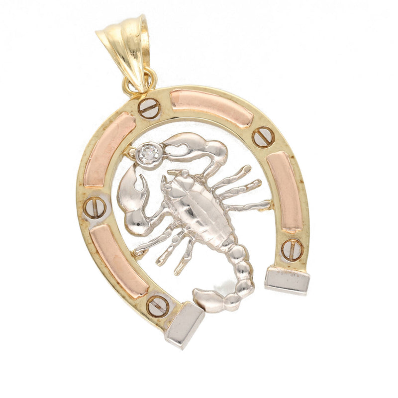 10 Karat Gold Horseshoe Medal - Scorpio Three Tone Charm