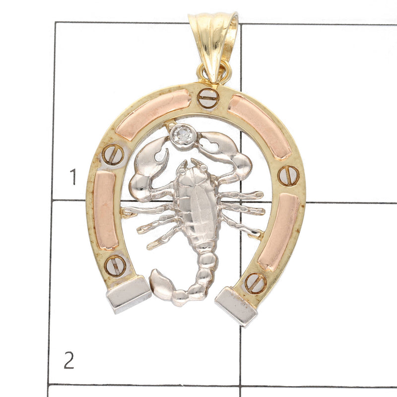 10 Karat Gold Horseshoe Medal - Scorpio Three Tone Charm