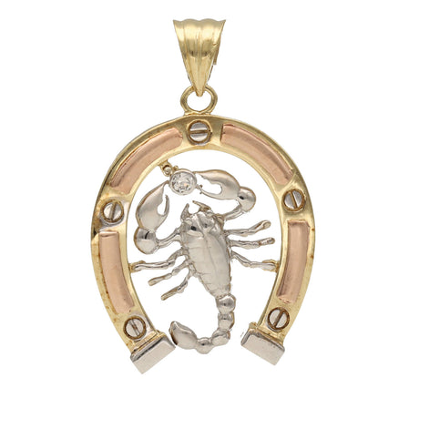 10 Karat Gold Horseshoe Medal - Scorpio Three Tone Charm