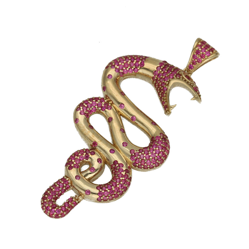 10 karat Gold and Red CZ Snake Charm