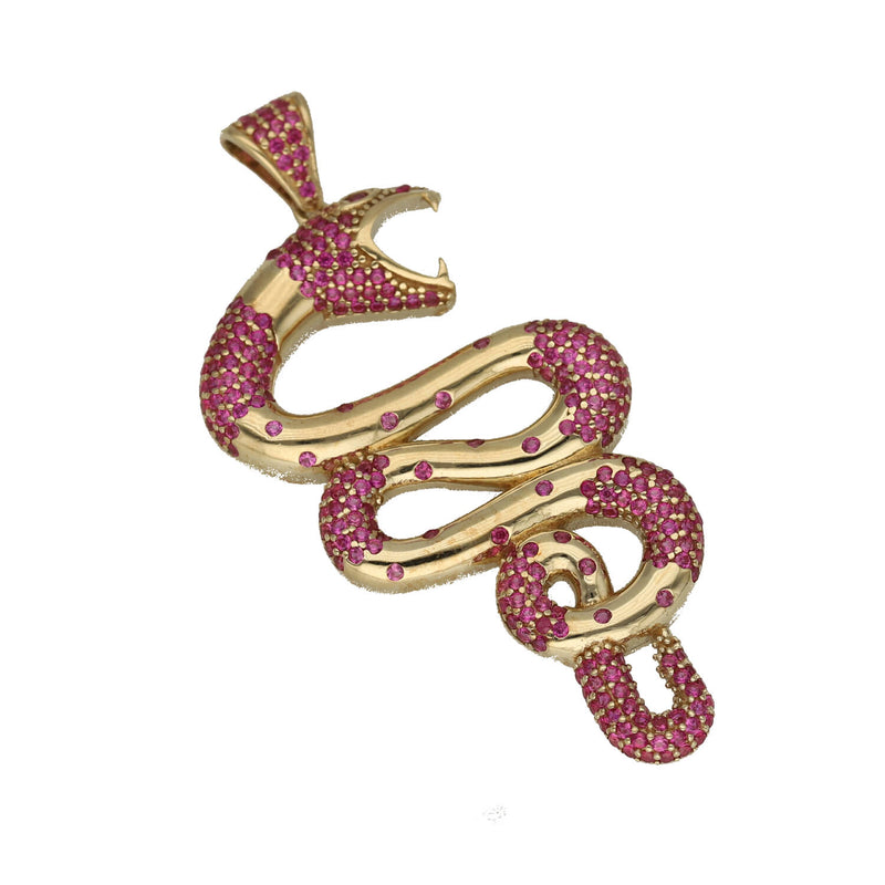 10 karat Gold and Red CZ Snake Charm