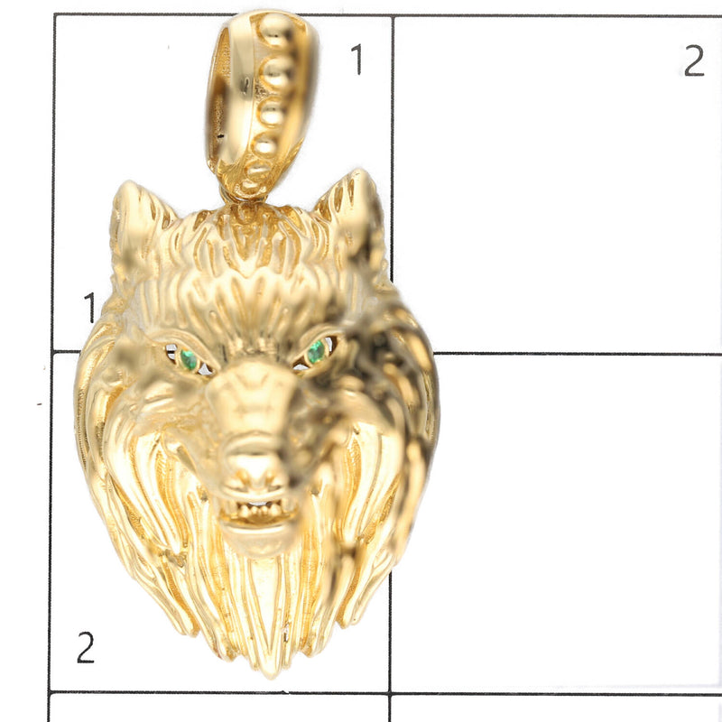 14 Karat Gold & Cz 3D Wolf Charm