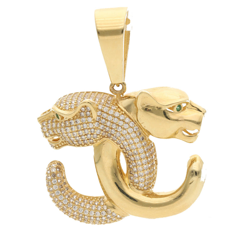 14 Karat Gold Cz Two Panther Charm