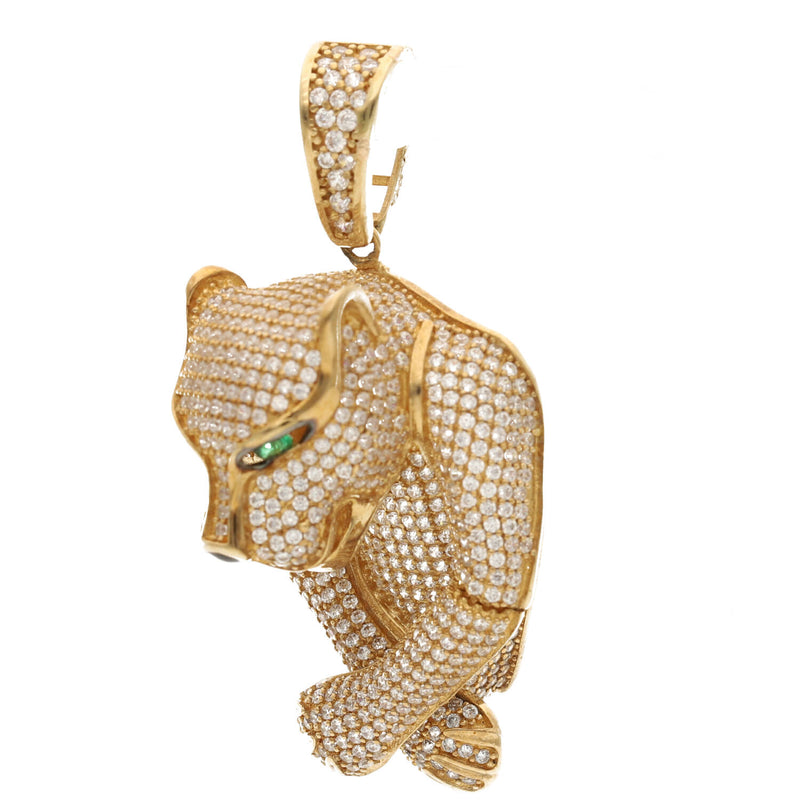 10 Karat Gold & Cz Panther Pendant Charm