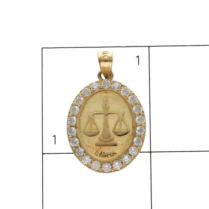 10K Gold & Cz Libra Zodiac Charm