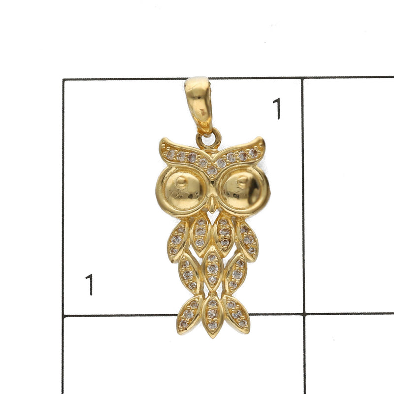 10 Karat Gold Cz Owl Charm