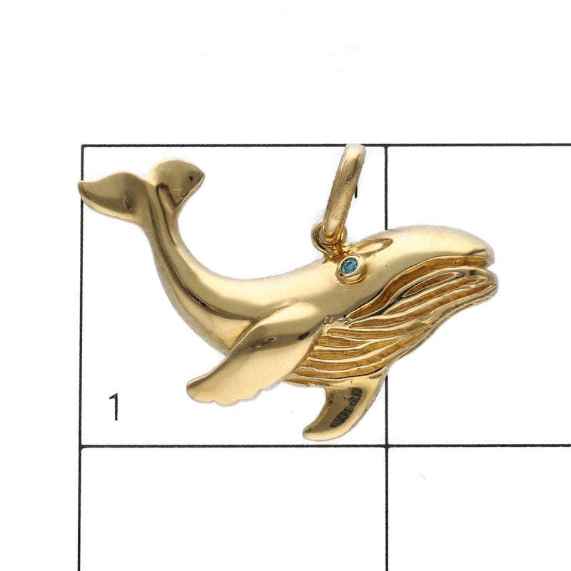 14 Karat Gold & cz Whale Charm