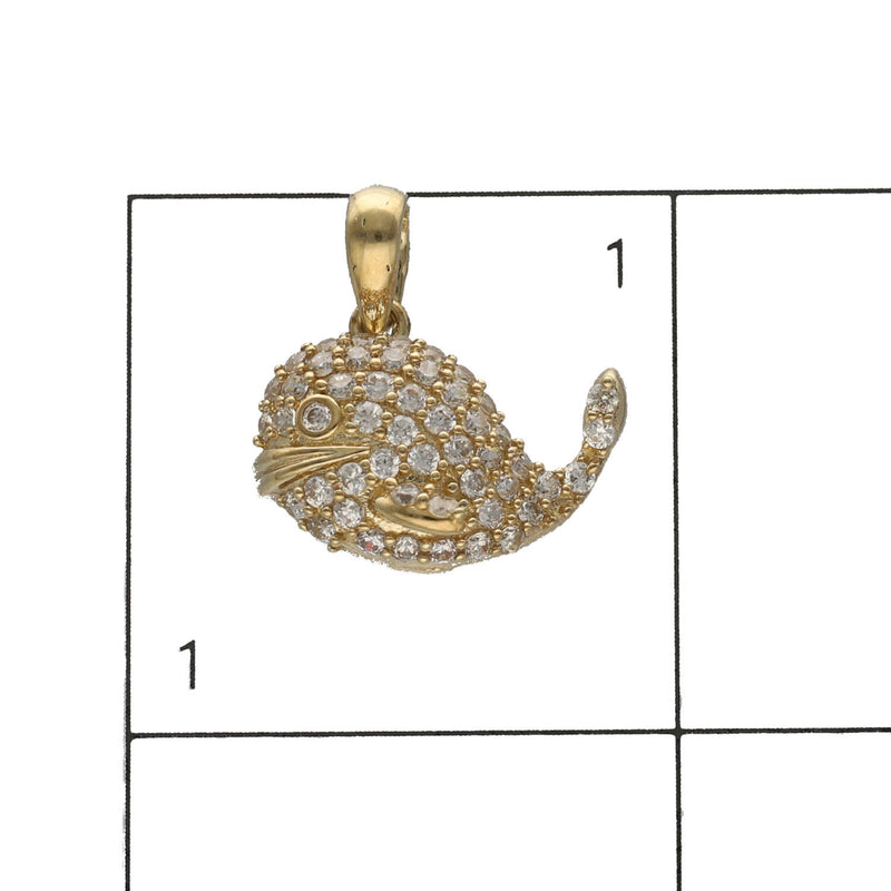 10 Karat Gold Cz Whale Charm
