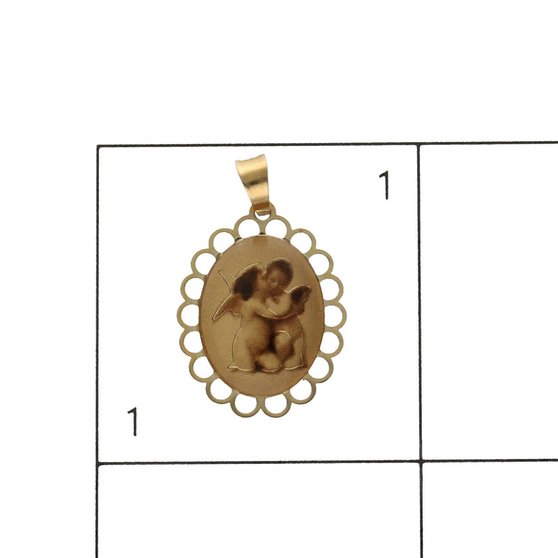 14 Karat Gold Angels oval Charm