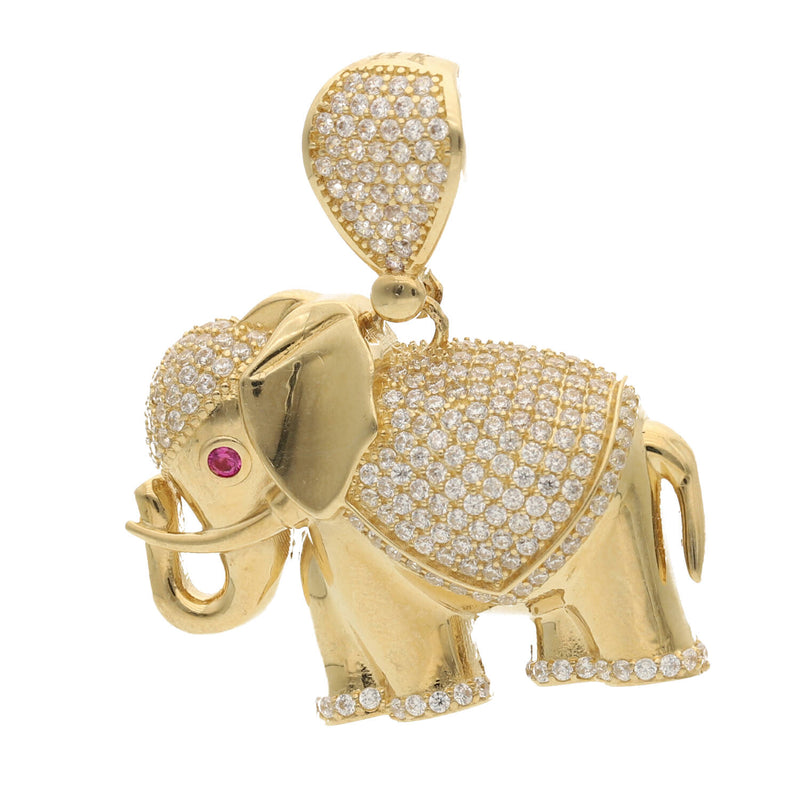 14 Karat Gold & CZ Elephant Charm
