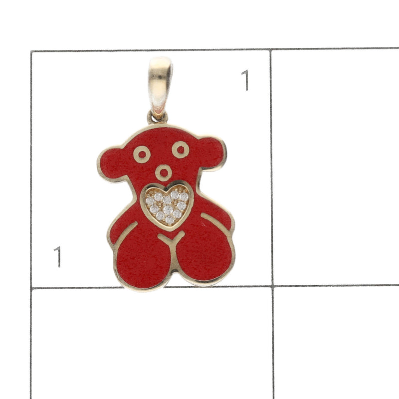 14 Karat Gold & Cz Red Bear Charm