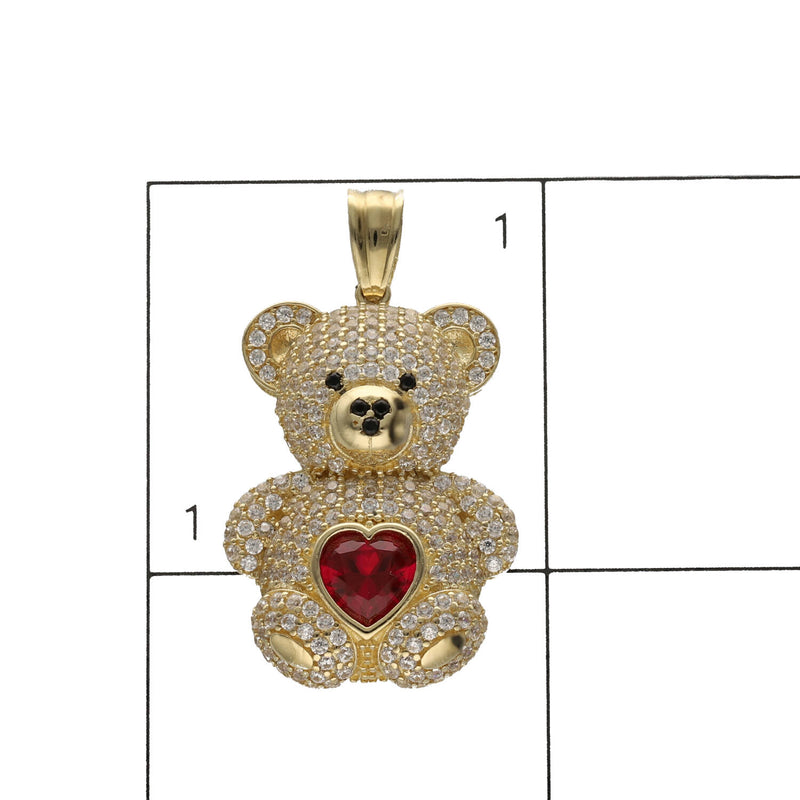 10 Karat Gold & Red CZ Teddy Bear Charm