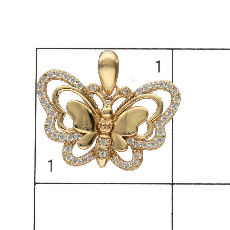 14 Karat Gold & Cz  Butterfly Charm