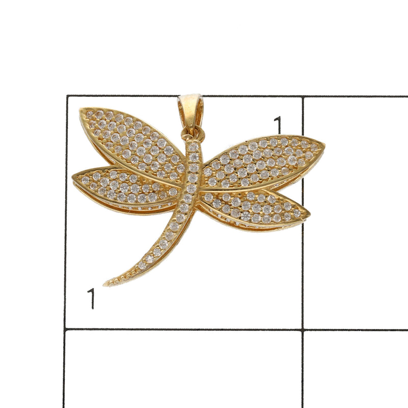 14 Karat Gold & cz Dragonfly 3D Charm