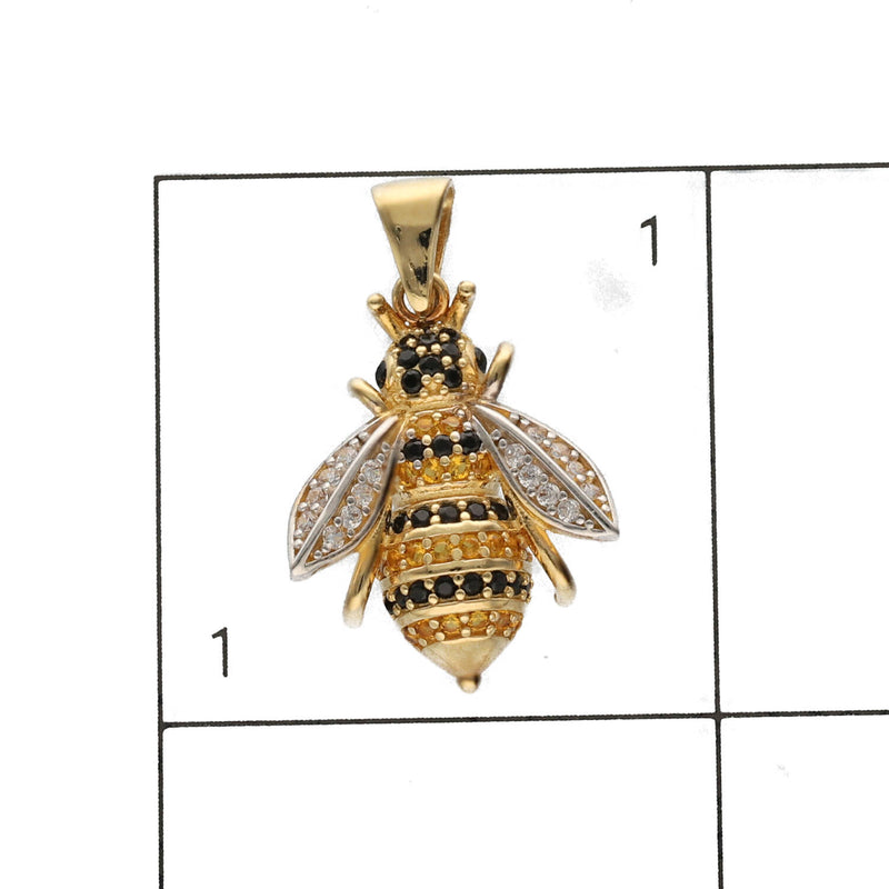 Gold & CZ Bee Charm 14 Karat Real Gold 