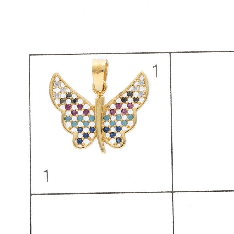 14 Karat Gold & CZ Butterfly Colorful Charm