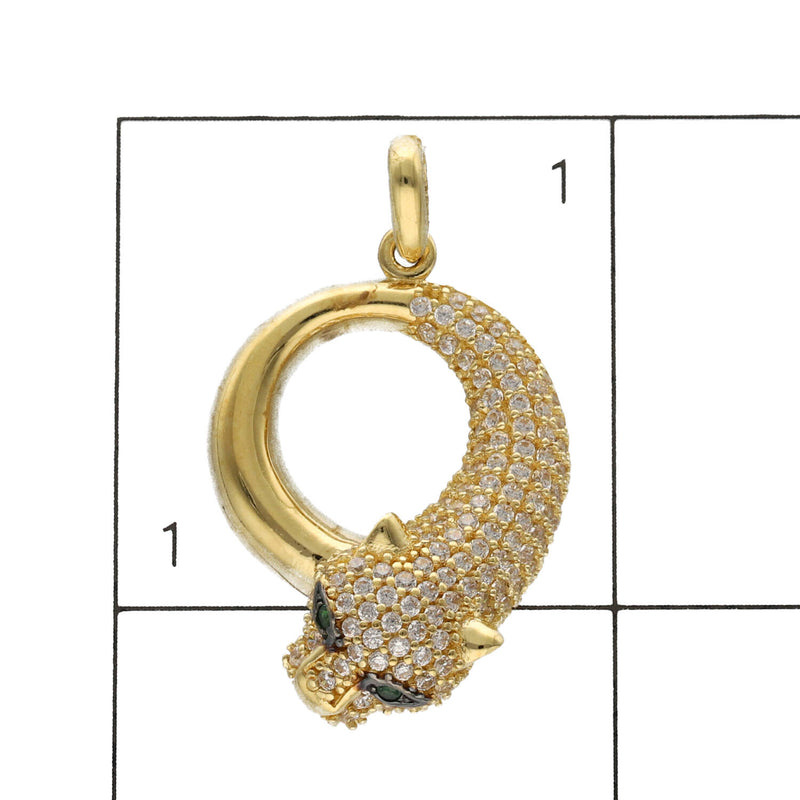 10 Karat Gold & Cz Circle Leopard Charm