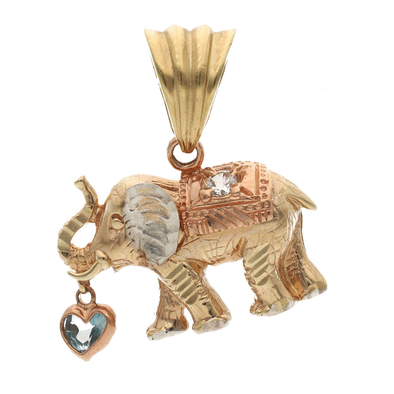 10 Karat Gold Three Tone Elephant Charm