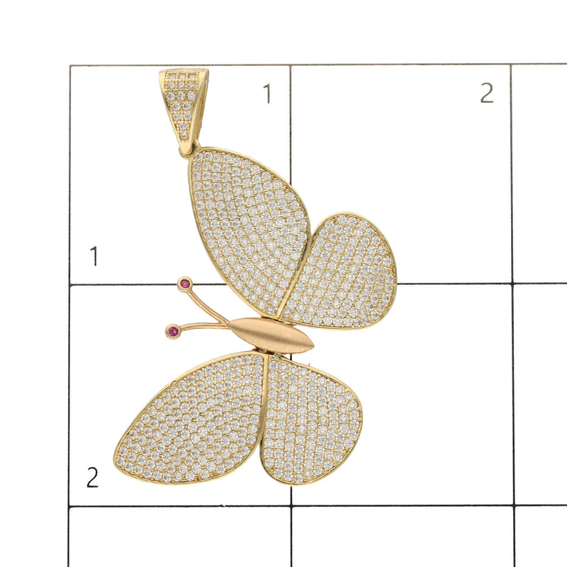 14 Karat Gold Cz Butterfly Charm