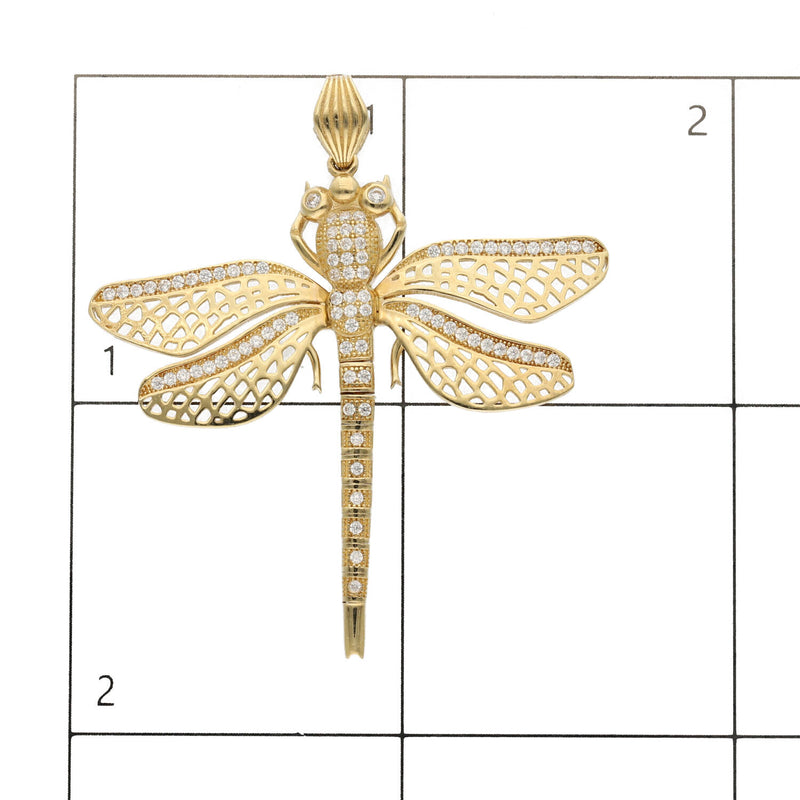 14 Karat Gold Cz Dragonfly Charm