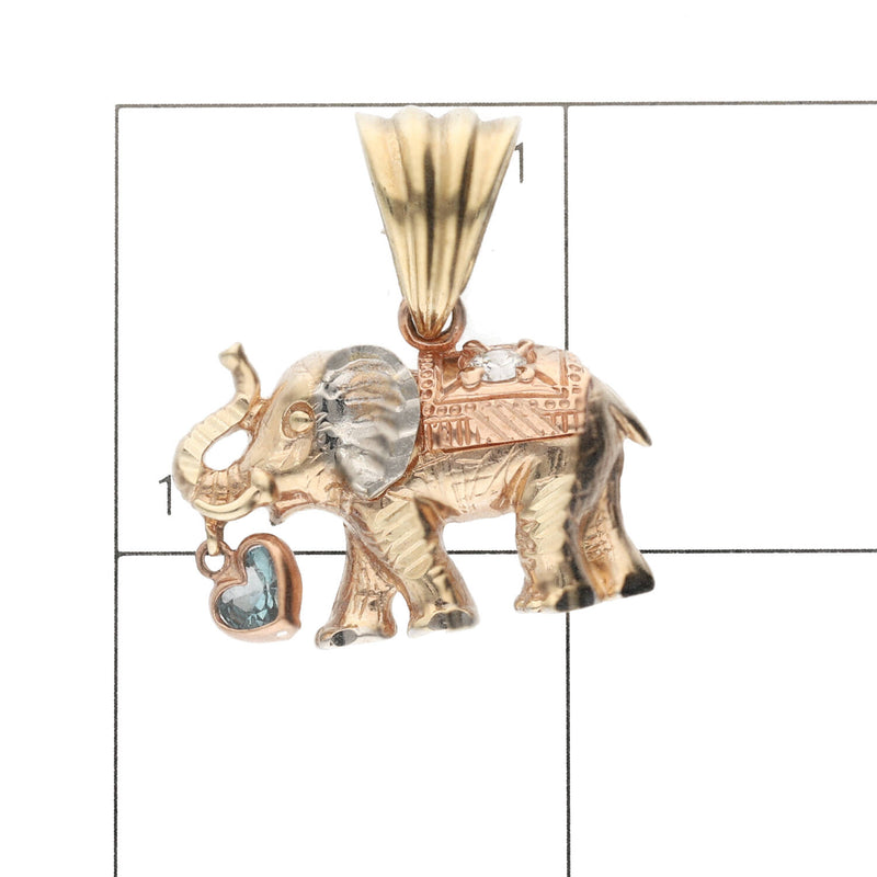 10 Karat Gold Three Tone Elephant Charm