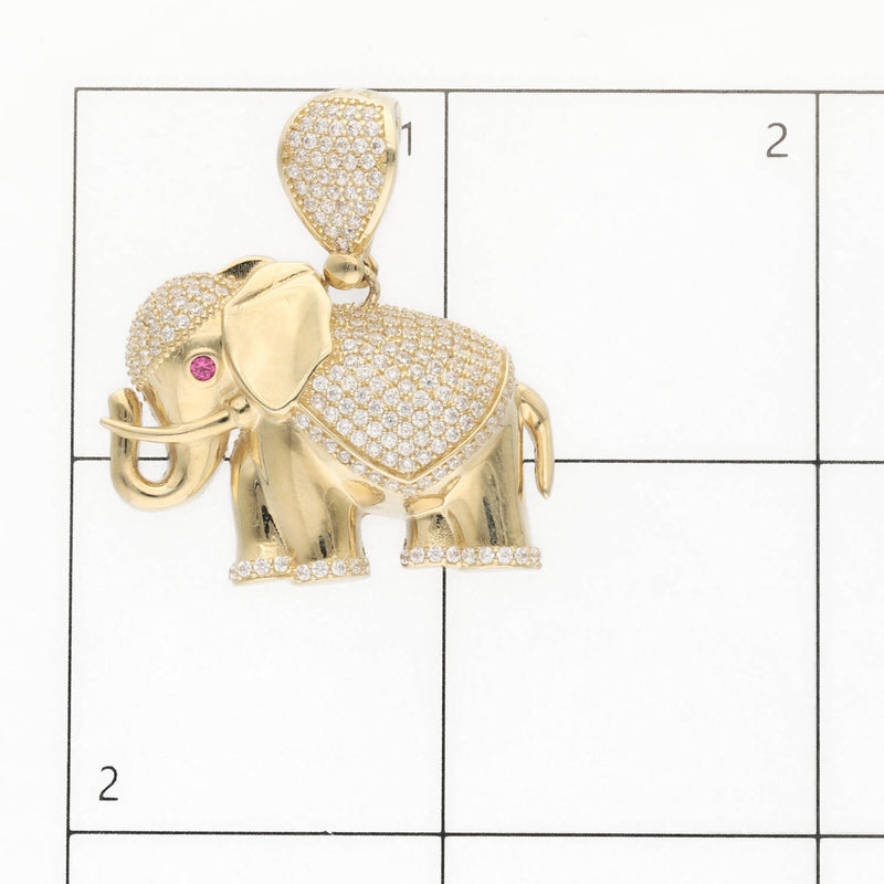 14 Karat Gold & CZ Elephant Charm