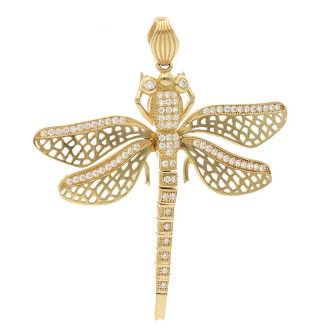 14 Karat Gold Cz Dragonfly Charm