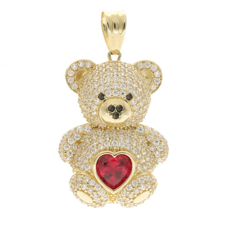 10 Karat Gold & Red CZ Teddy Bear Charm