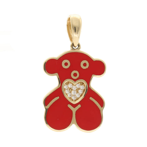 14 Karat Gold & Cz Red Bear Charm