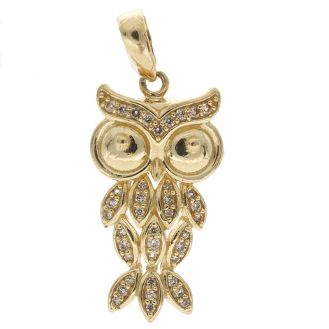 10 Karat Gold Cz Owl Charm