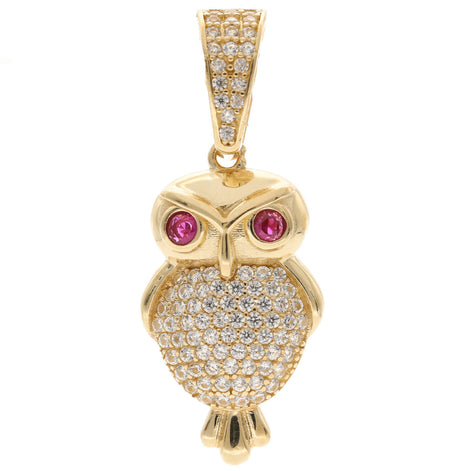 14 Karat Gold & CZ Owl Charm