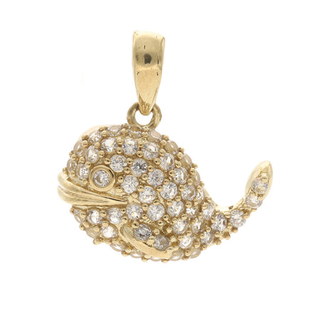 10 Karat Gold Cz Whale Charm