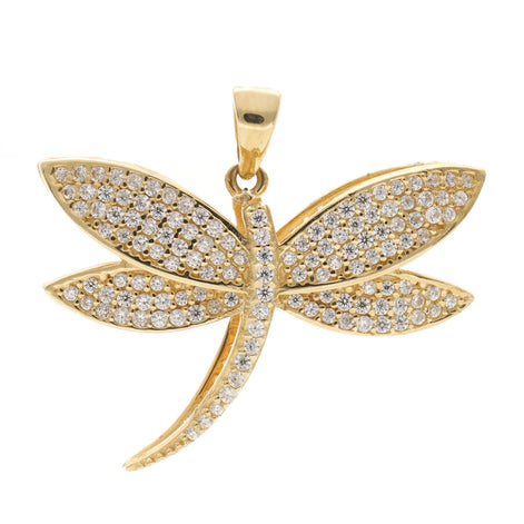 14 Karat Gold & cz Dragonfly 3D Charm