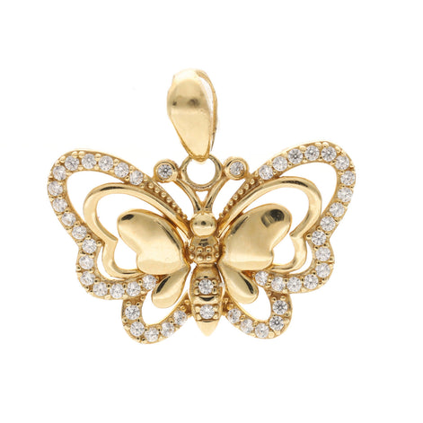 14 Karat Gold & Cz  Butterfly Charm