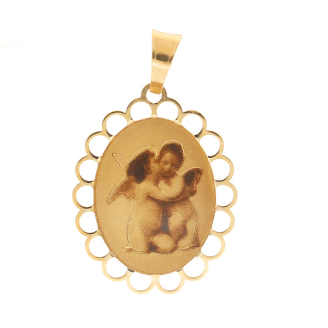 14 Karat Gold Angels oval Charm