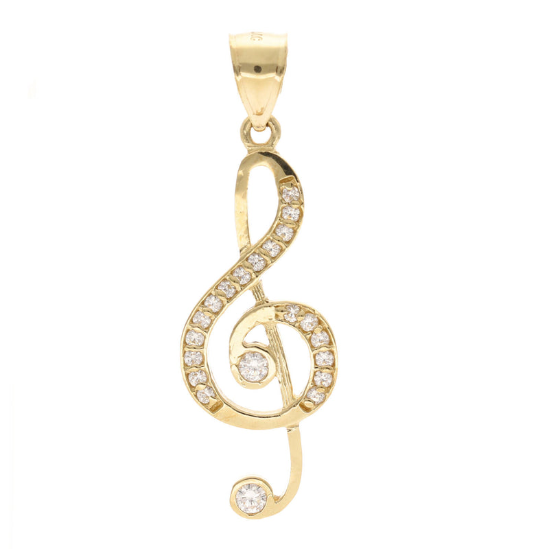 10 Karat Gold Cz "G" Music Note Charm
