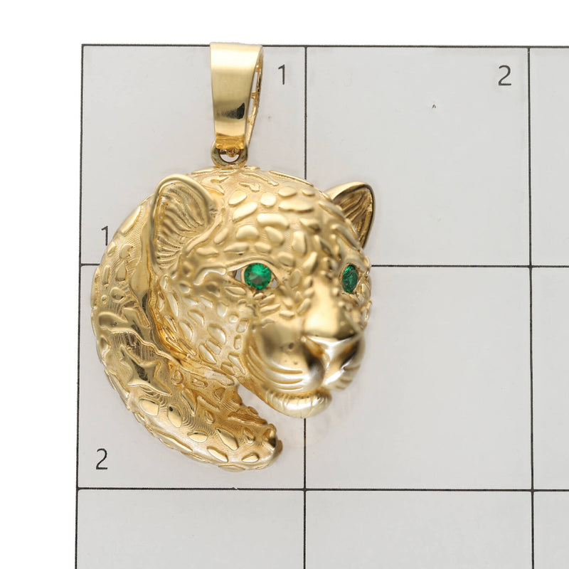 14 karat Gold Cz Green Eye Jaguar Charm
