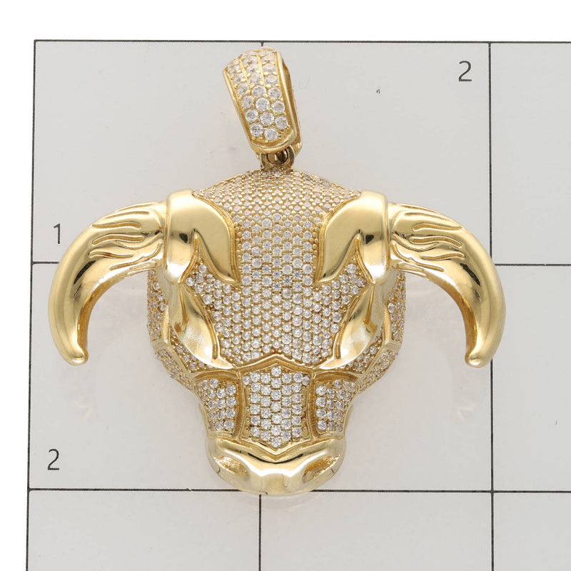 14 Karat Gold & Zirconium 3D Bull Charm