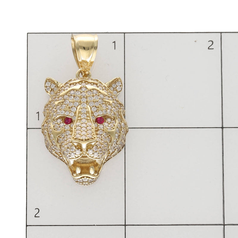 14 Karat & cz Tiger Charm