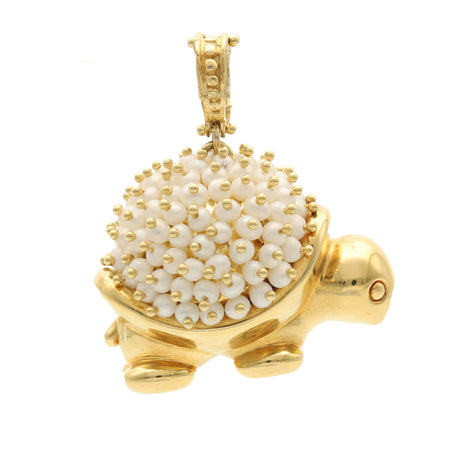 14 Karat Gold & Pearl Fancy Turtle Charm