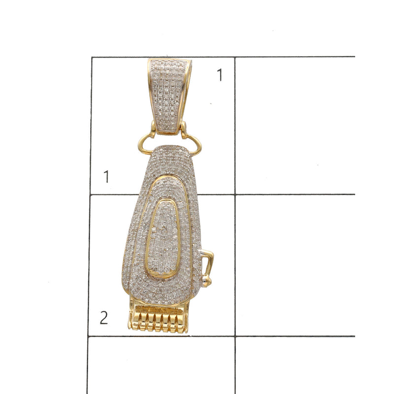 10 Karat Gold 1.15 ctw Diamond Barber Clippers Charm