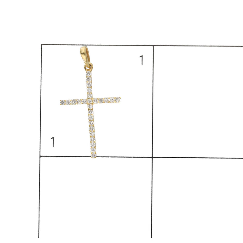 14 Karat Gold Cuban Chain & Natural Diamond Cross