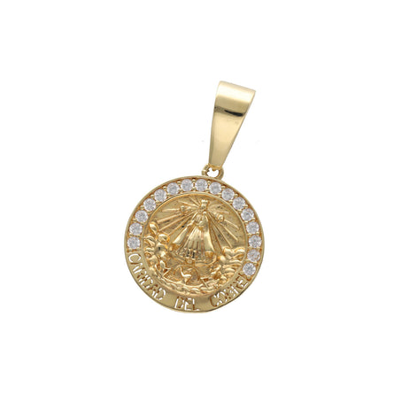 14K Gold & Cz Caridad Del Cobre Medal