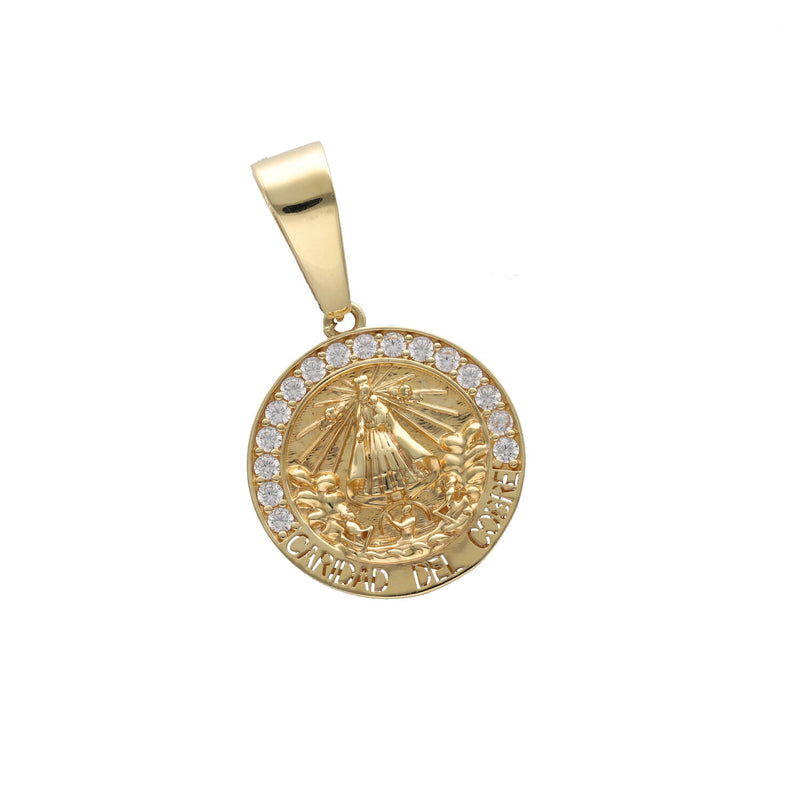 14K Gold & Cz Caridad Del Cobre Medal