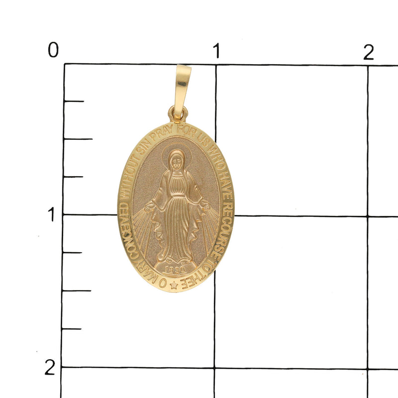 14 Karat Gold Virgin Mary Miraculous Oval Medal