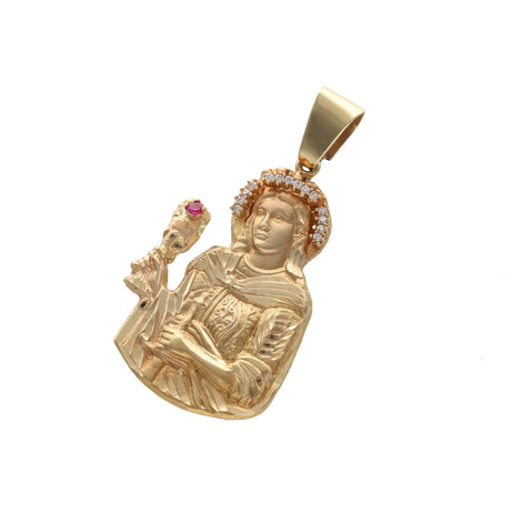 14 Karat Solid Gold Diamond Cut Santa Barbara Charm