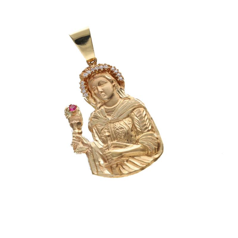 14 Karat Solid Gold Diamond Cut Santa Barbara Charm