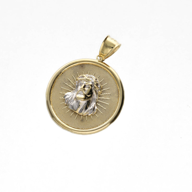 10 Karat Gold Two Tone Jesus Face Medal
